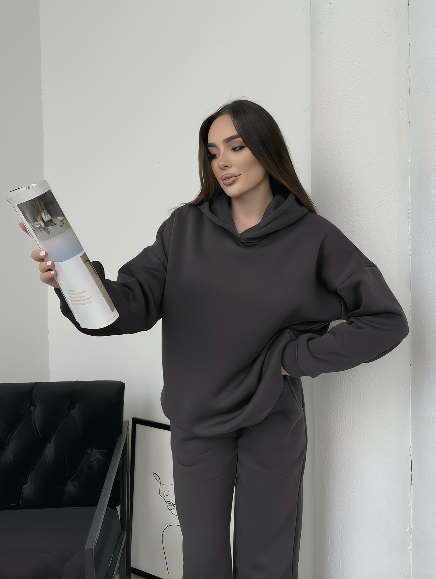 Basic Oversize Eşofman Takımı -Antrasit Gri