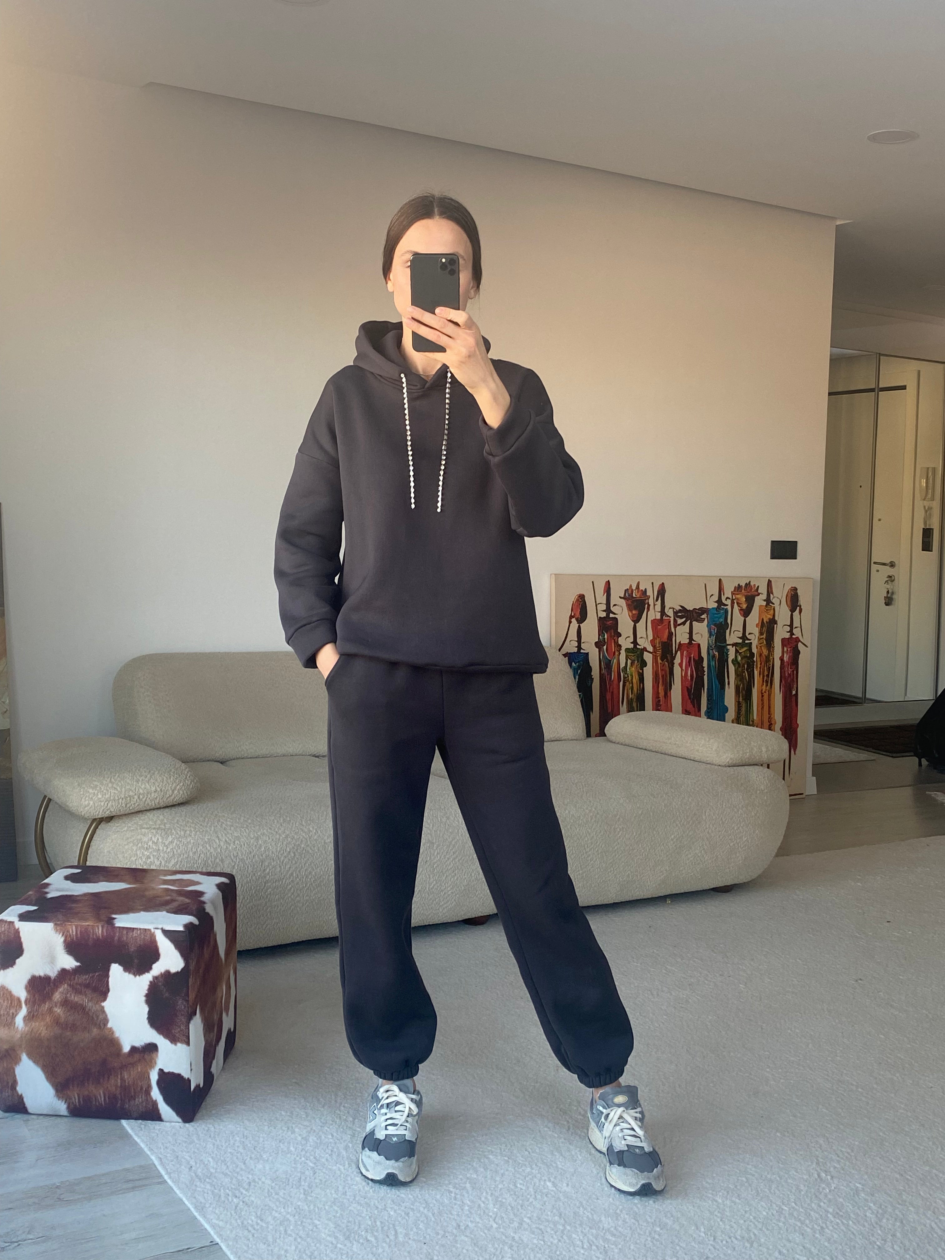 LAYLA MÜCEVHER İPLİ EŞOFMAN TAKIMI - ANTRASİT