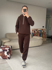 Layla Mücevher İpli Eşofman Takımı - Kahverengi