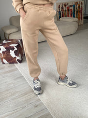 3 İplik Şardonlu Cepli Eşofman Altı - Bej