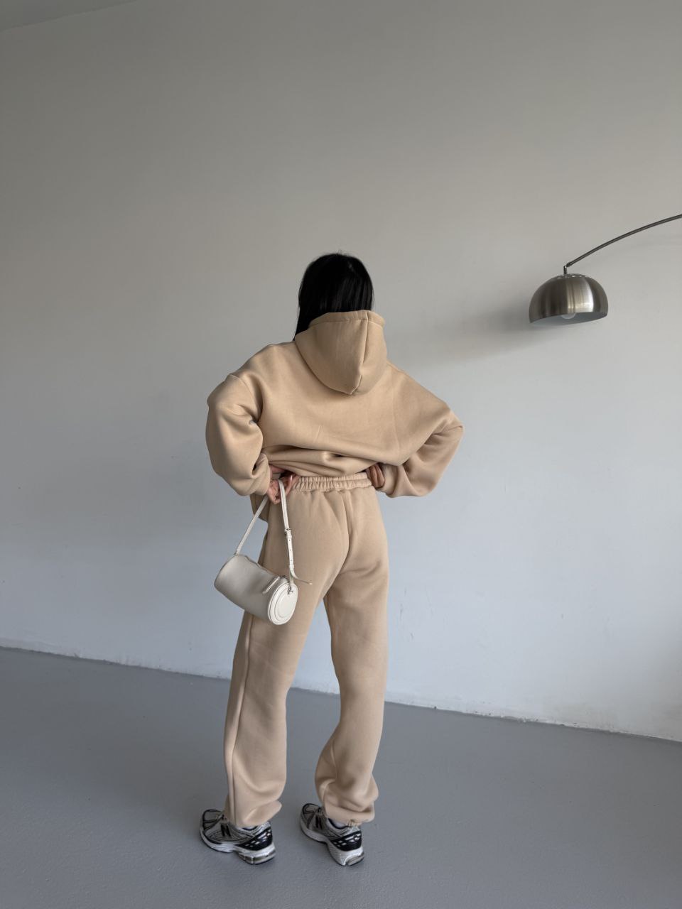 Kristal Kordon Detaylı Oversize Eşofman Takımı - Bej