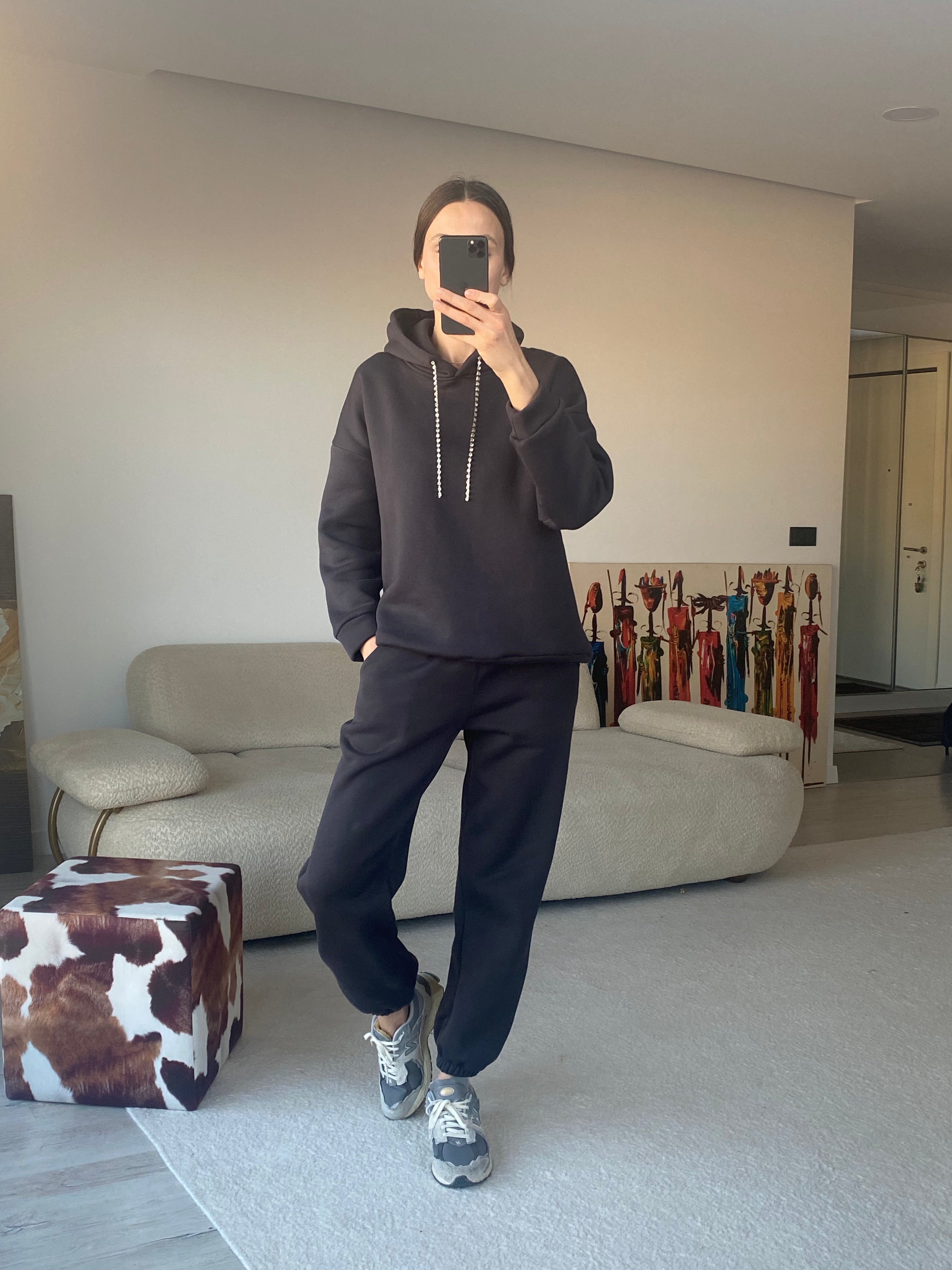 LAYLA MÜCEVHER İPLİ EŞOFMAN TAKIMI - ANTRASİT