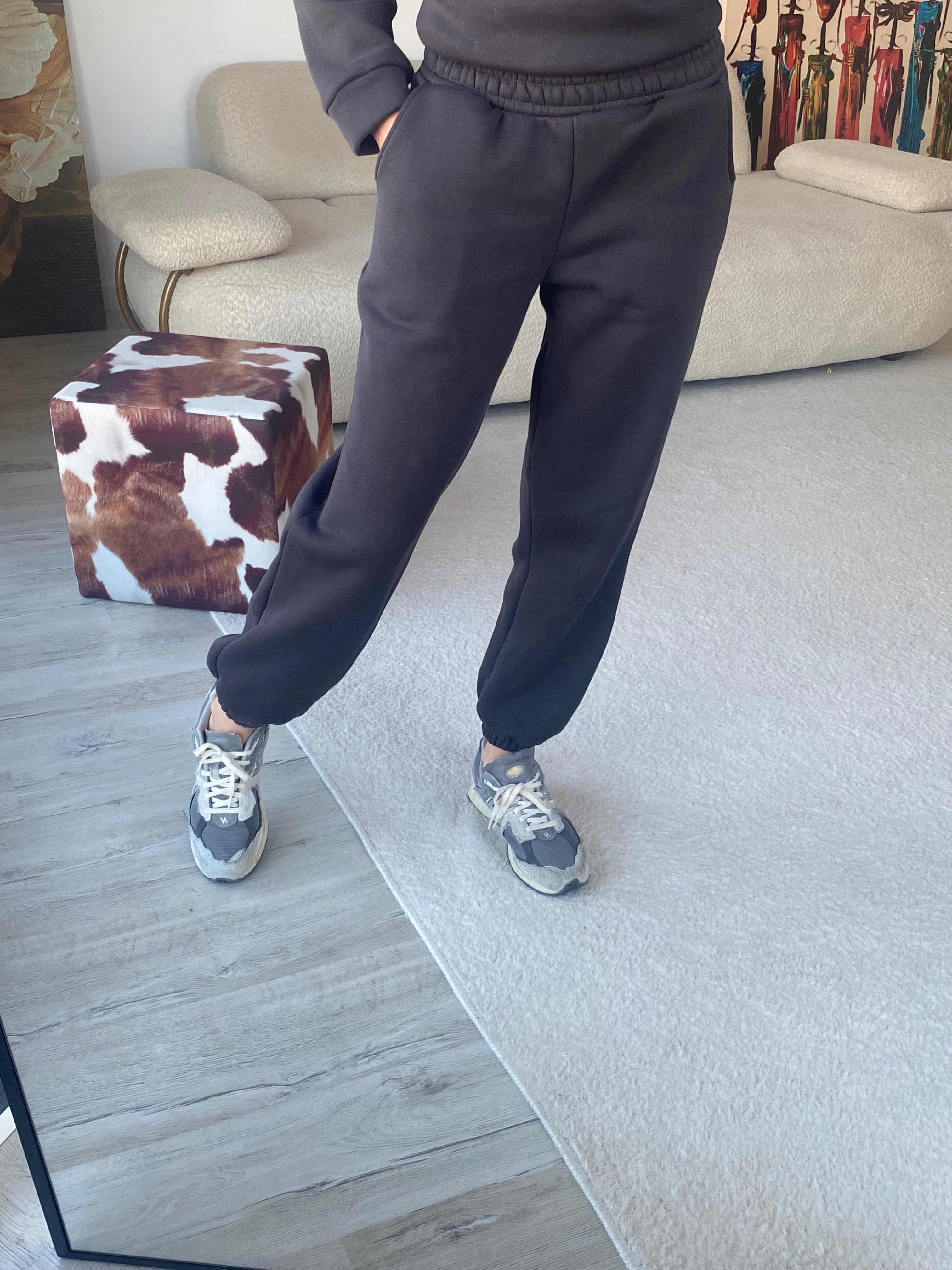 3 İplik Şardonlu Cepli Eşofman Altı - Duman Gri